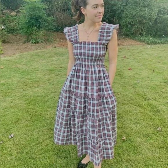 💕HILL HOUSE💕 Ellie Nap Dress ~ Multi-Color Tartan Plaid Print Large - Picture 2 of 16